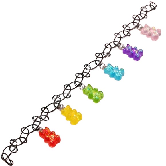 Adorable Rainbow Pendant Gummy Bear Charms Choker - Picture 2 of 3